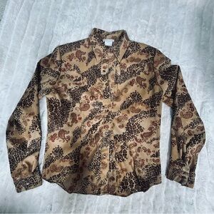 Vintage Western Lucille pearl snap Button-Up Shirt leopard and paisley print